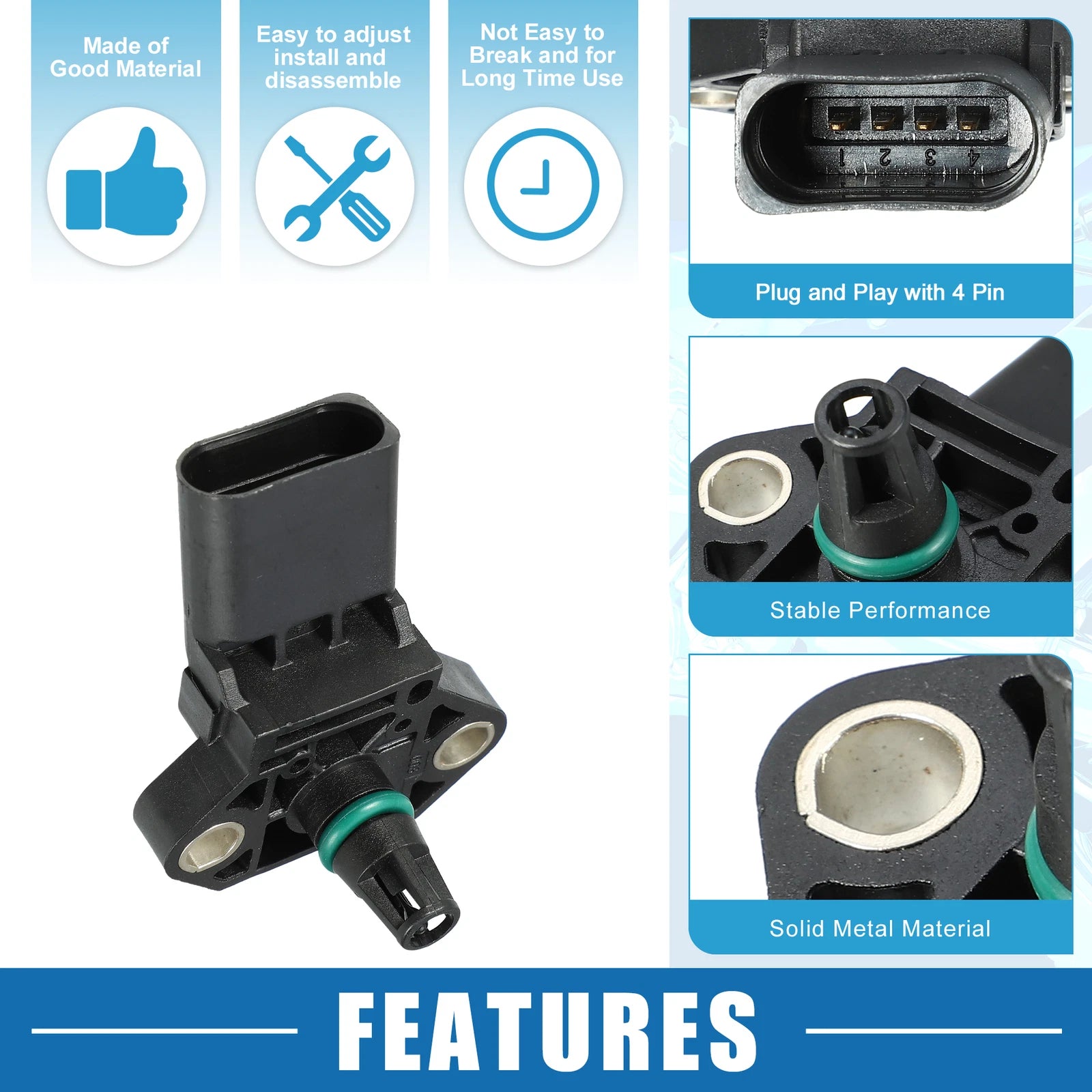 Manifold Absolute Pressure Sensor for Audi A3 (03G906051E, 03G-906-051-E)