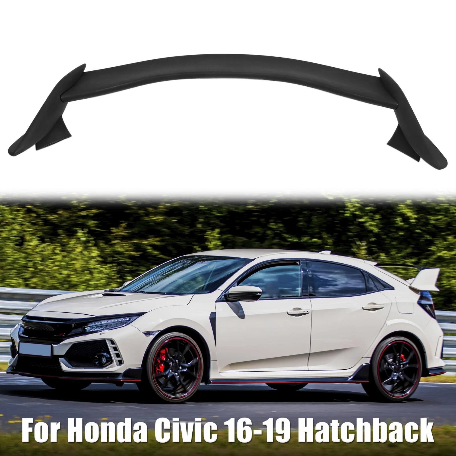 Rear Trunk Wing Spoiler Primer Black for Honda Civic Hatchback (2016–2019)