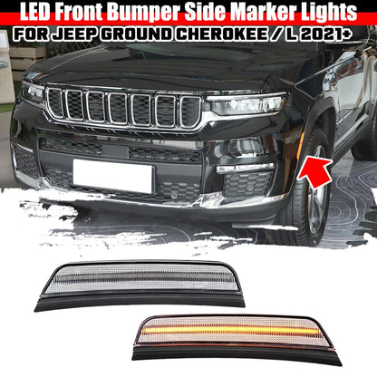 2X Clear Amber LED Front Side Marker Lights for Jeep Grand Cherokee (2021–2026)