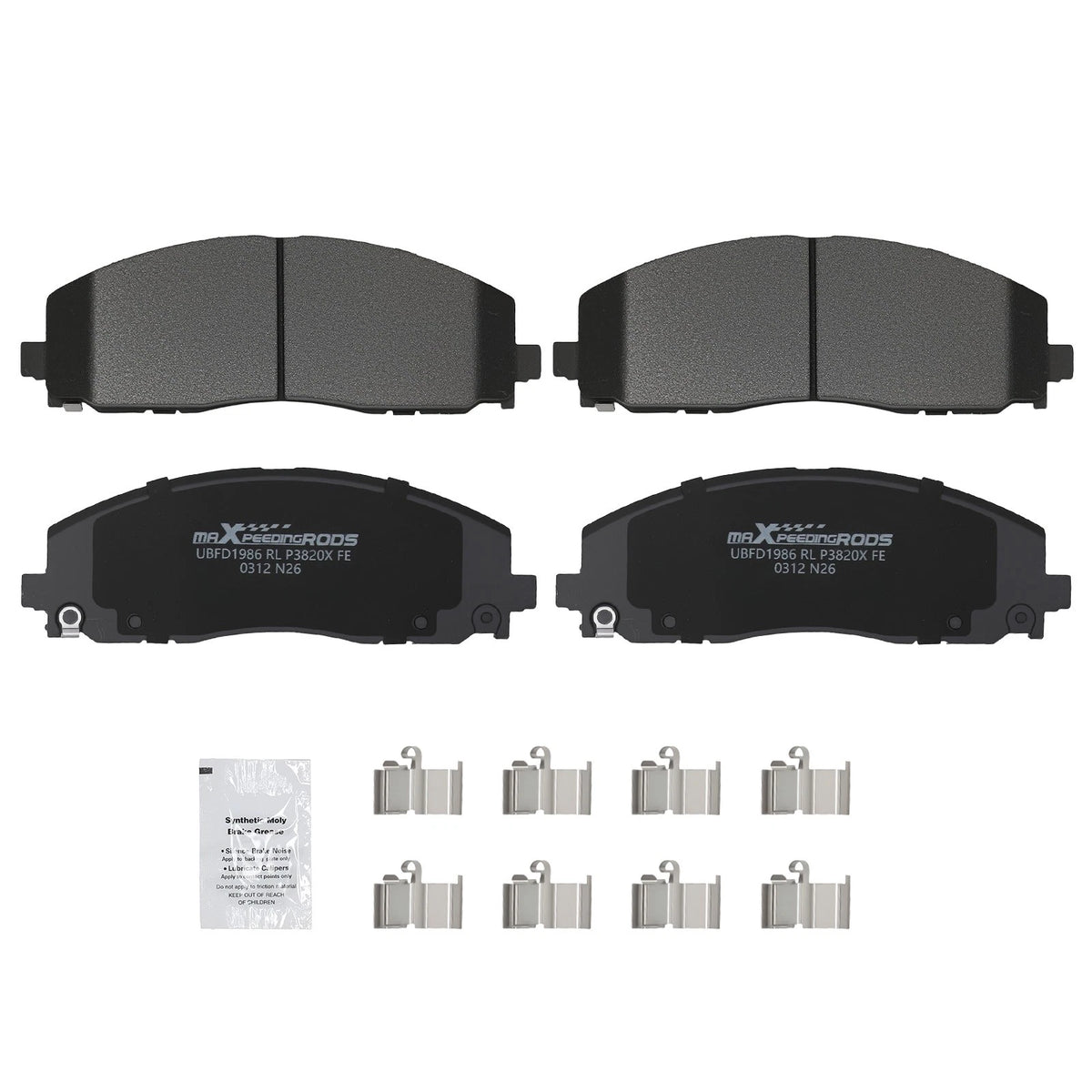 Front Disc Brake Pads Set for Dodge Grand Caravan/Journey (2012–2020) w/Hardware