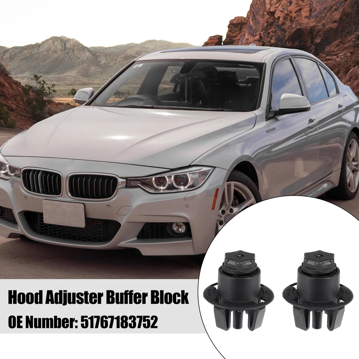 Bonnet Hood Adjuster Buffer Block Repair 2 Pcs for BMW (2009–2018)