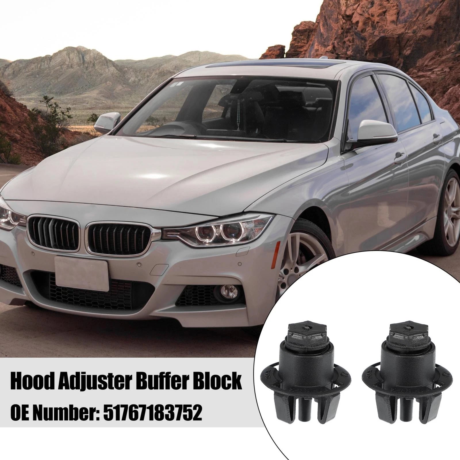 Bonnet Hood Adjuster Buffer Block Repair 2 Pcs for BMW (2009–2018)