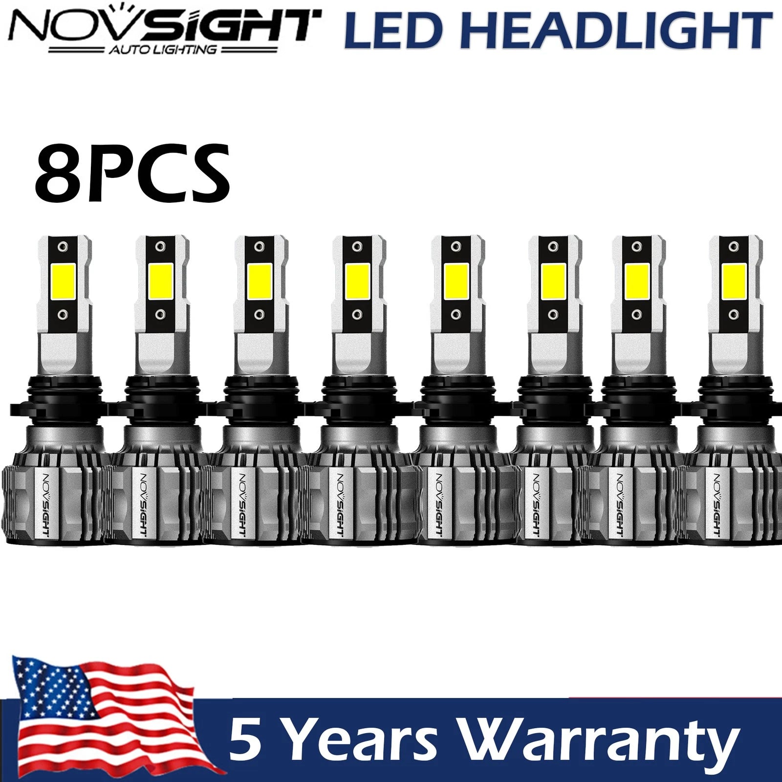 8PCS 9005 H11 Combo LED Headlight Bulbs for