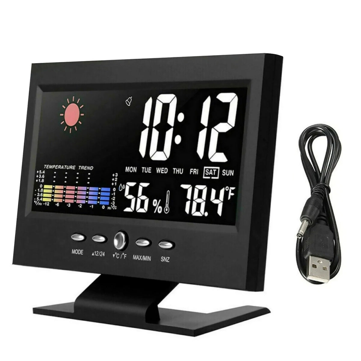 LED Digital Clock with Temperature & Humidity Display for Universal Use