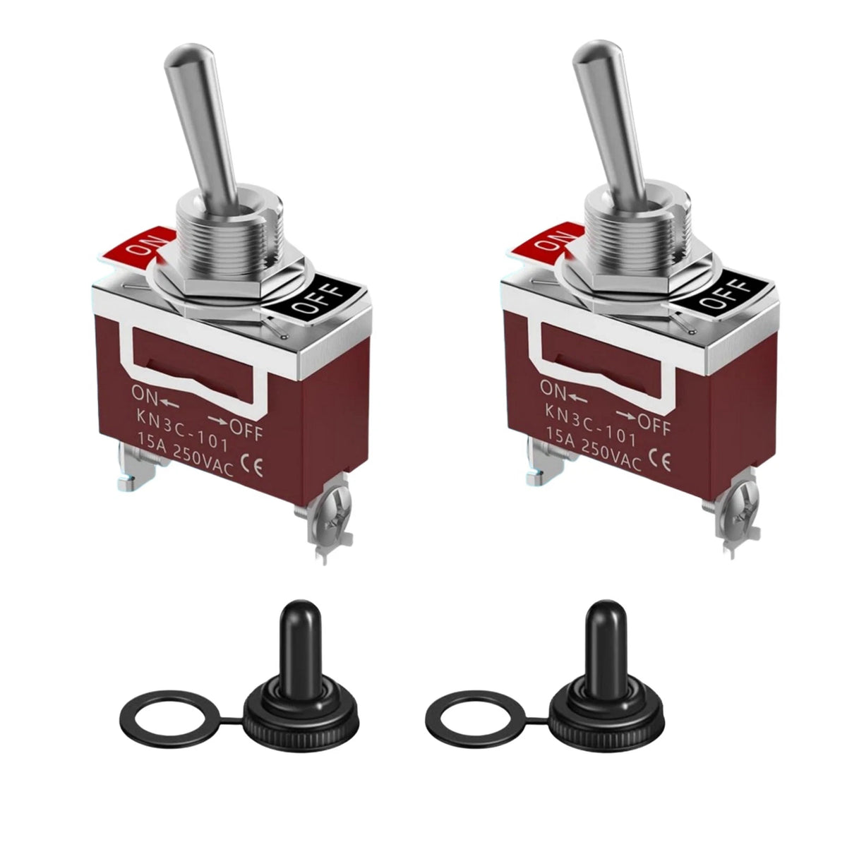 2Pcs 30A 12V Waterproof Toggle Switch for Marine Lights