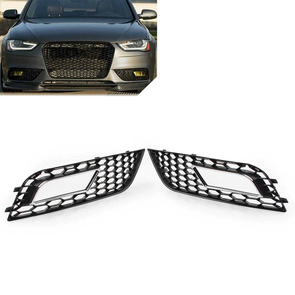 Front Fog Light Honeycomb Grill Cover for Audi A4 B8.5 (2013–2016) Chrome