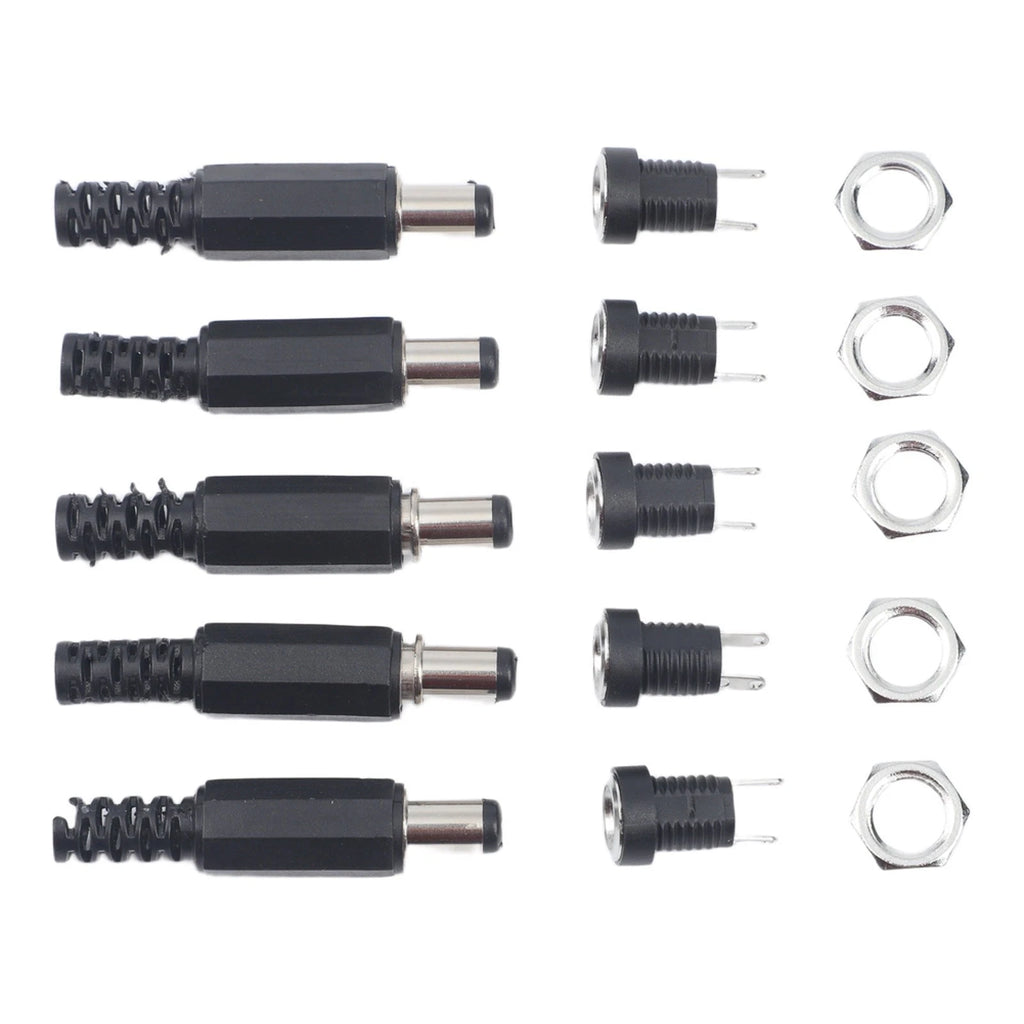 5 Pair 12V DC Power Connectors for Panel Mount (5.5x2.1mm)