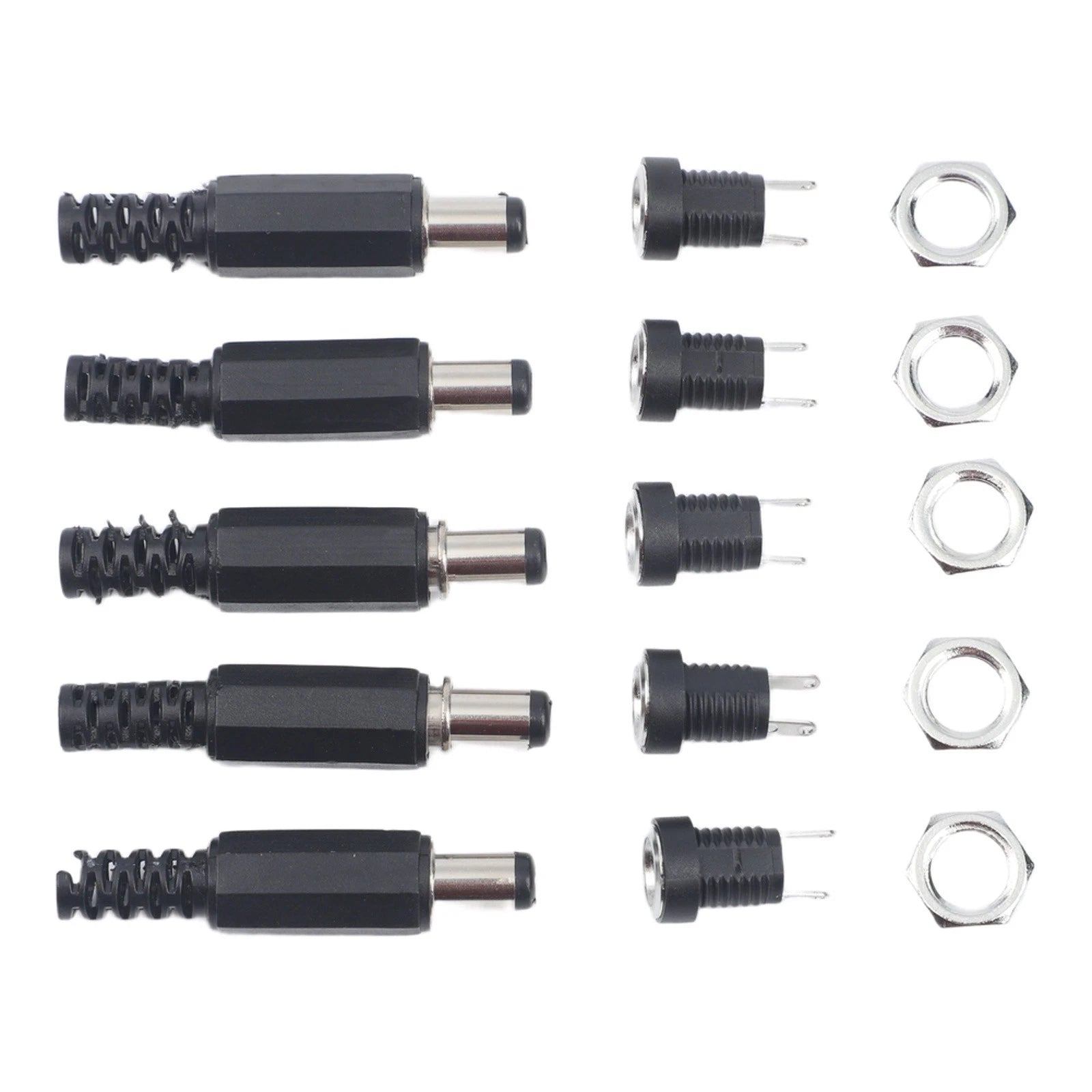 5 Pair 12V DC Power Connectors for Panel Mount (5.5x2.1mm)