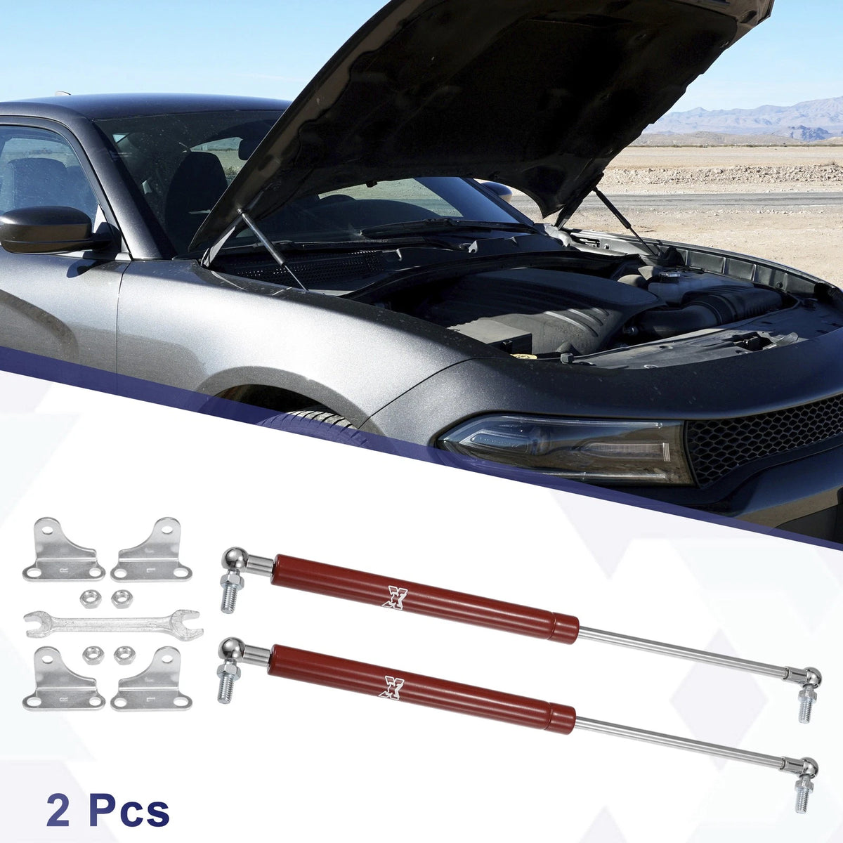 2 Pcs 15 Inch Red Lift Support Gas Struts for RV Car (100lb/445N)