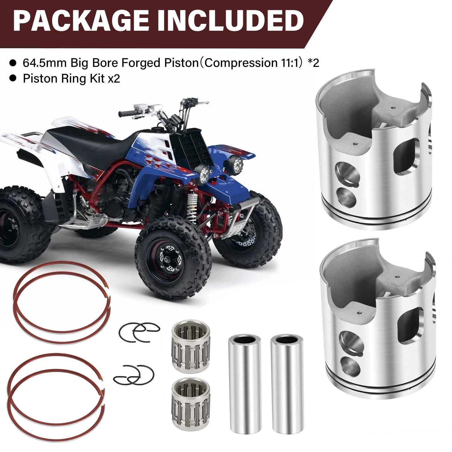 Forged Pro Lite Piston Rings 64.50mm for Yamaha Banshee YFZ350 (1986–2006)