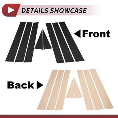 8 Pcs Door Pillar Window Trim for Nissan Rogue (2008–2013) Black