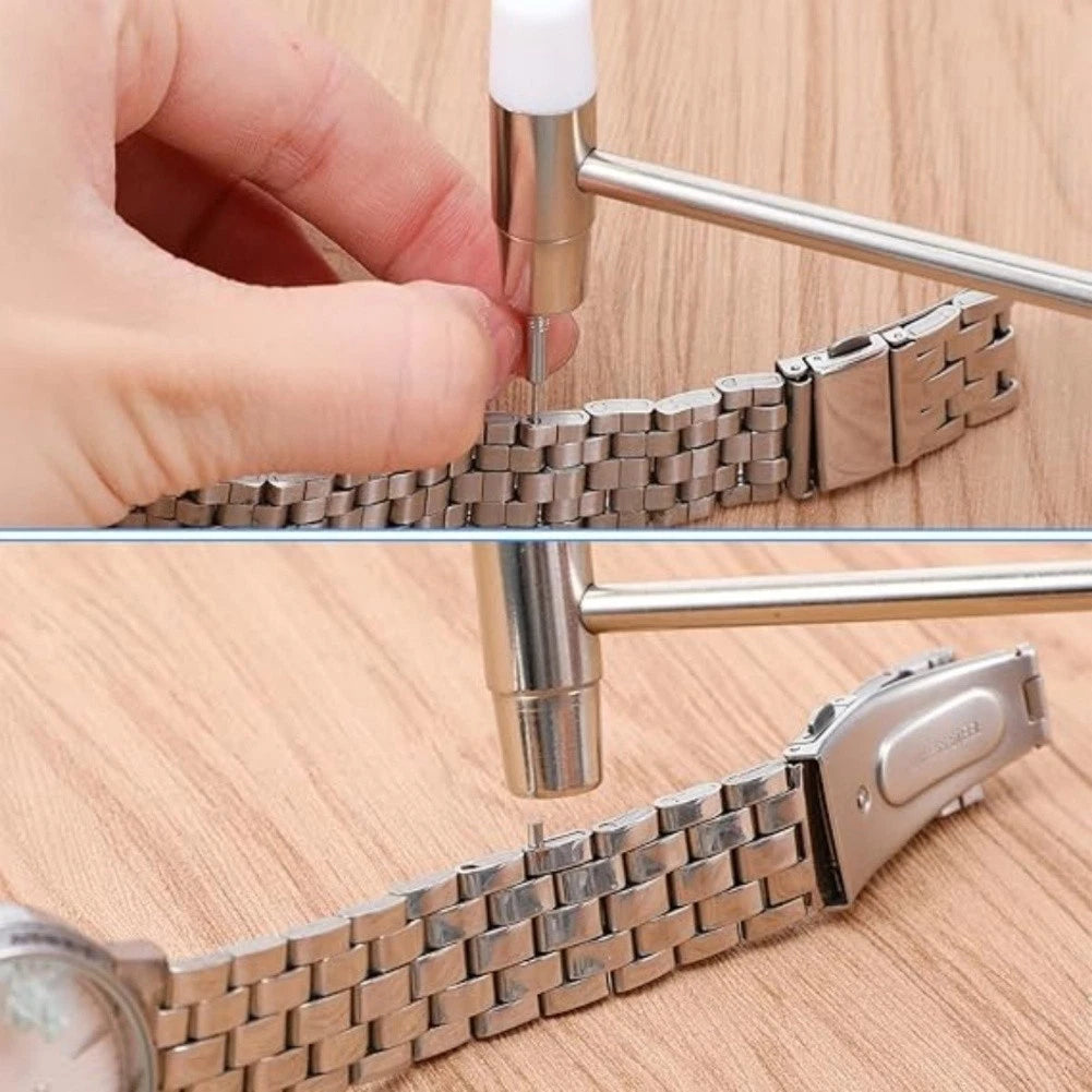 Complete Watch Band Link Removal Kit with Hammer and Spring Bar Tool Set