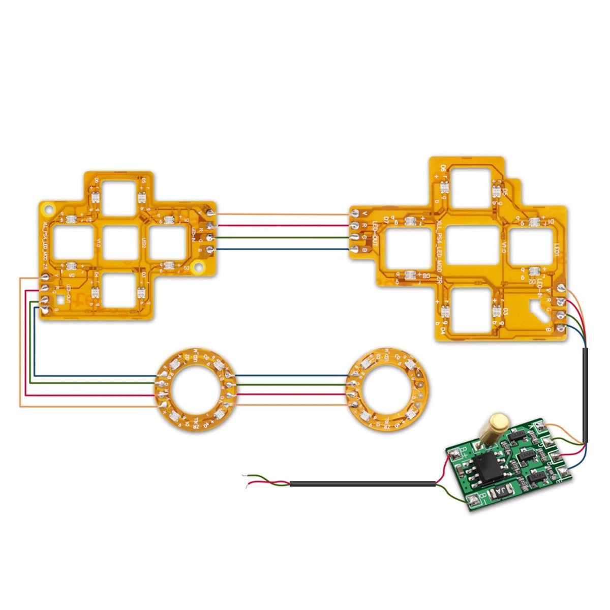 LED D-Pad Analog Thumbsticks Button Kit for PS4 Controller (2013–2023)