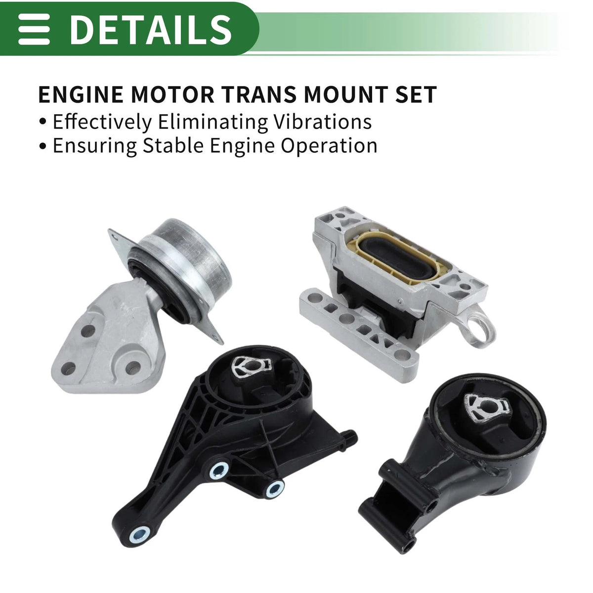Engine Motor Trans Mount Set for Chevy Malibu 2.5L (2013–2015)
