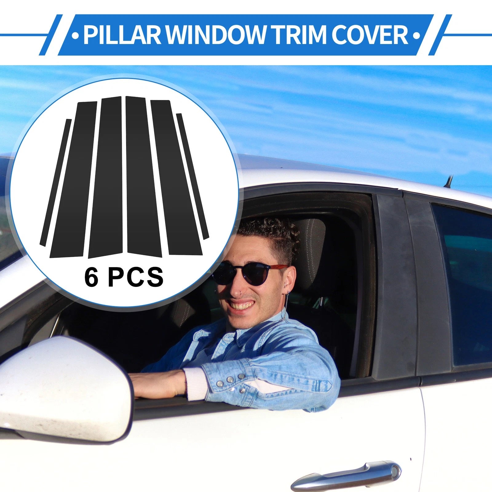 6 Pcs Door Pillar Window Trim Replacement for Hyundai Tucson IX35 (2016–2021)