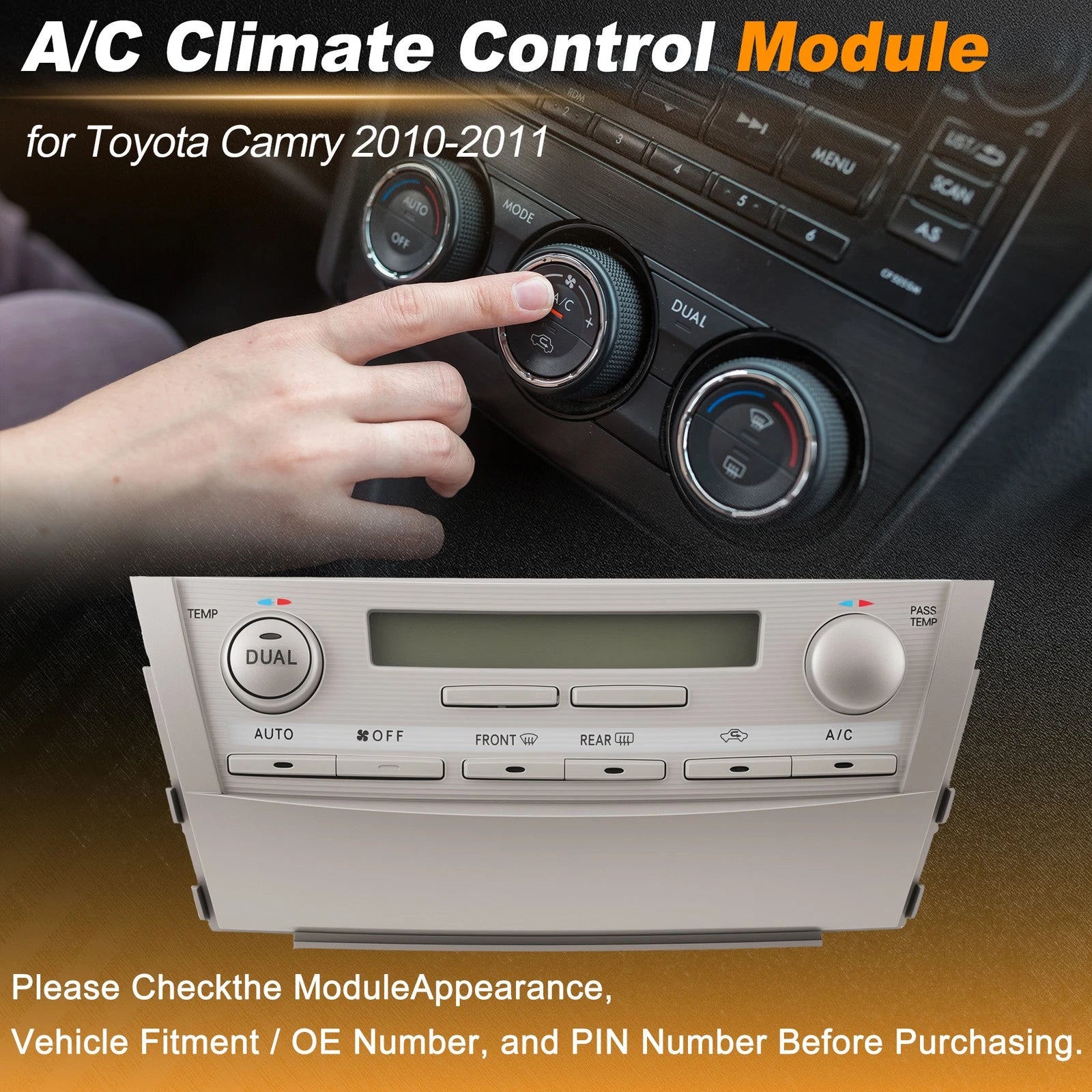 A/C Heater Climate Control Switch Module Panel for Toyota Camry (2010–2011)