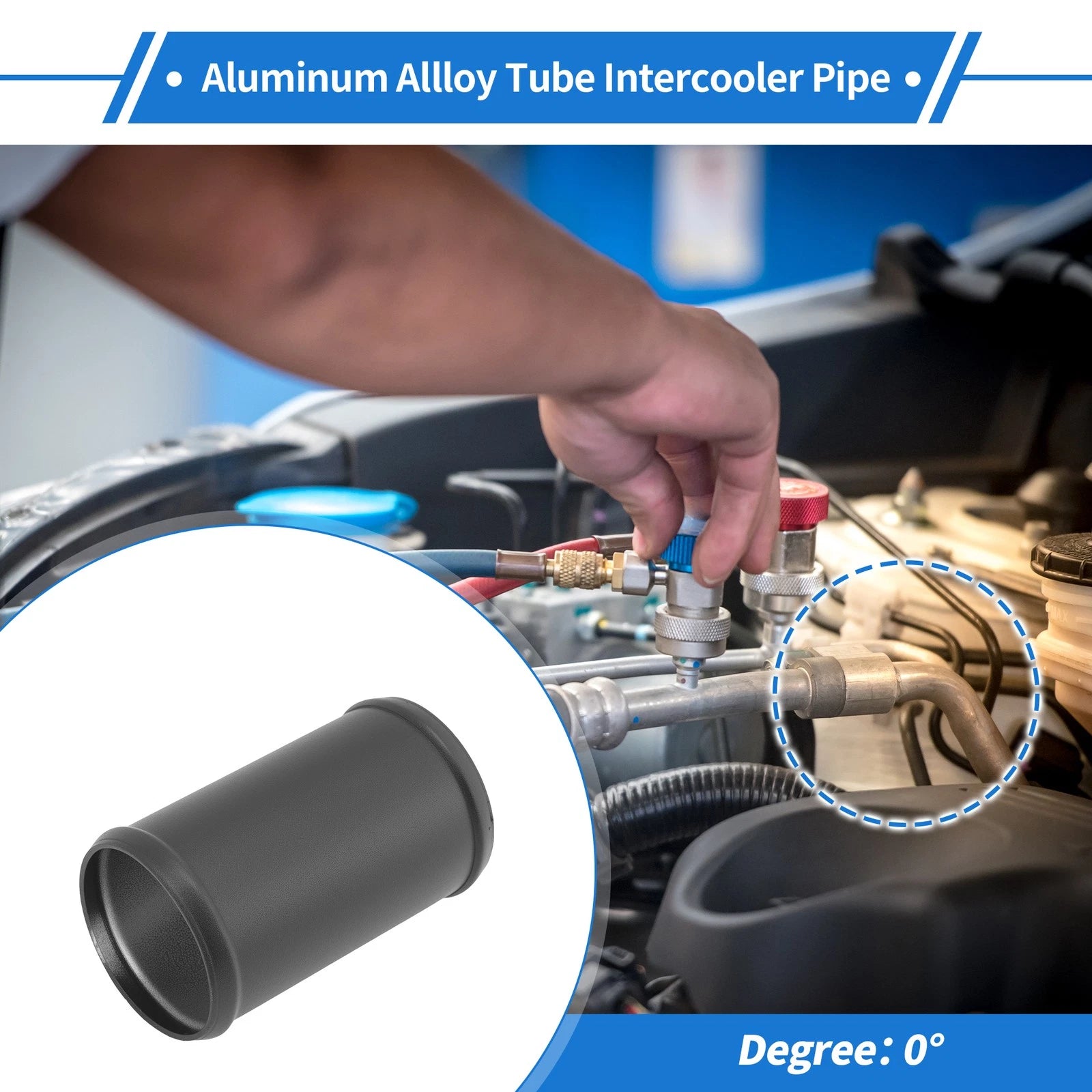 2.76" OD Intercooler Pipe for Universal Applications (0° Angle, Black)