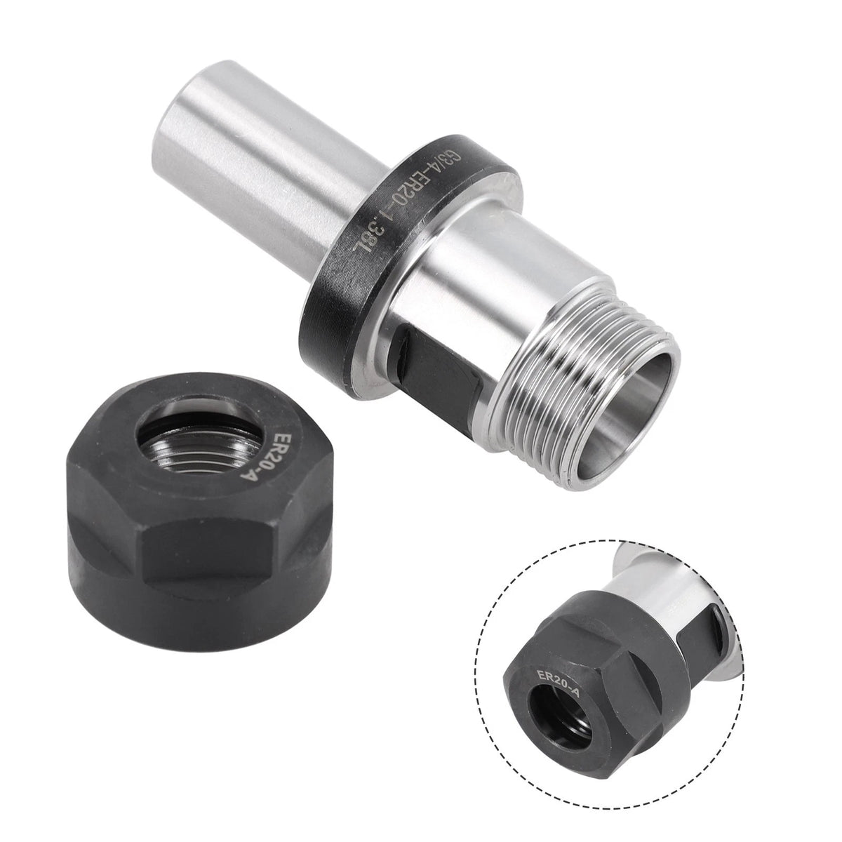 ER20 Collet Chuck Tool Holder for Grooved 34 Straight Shank