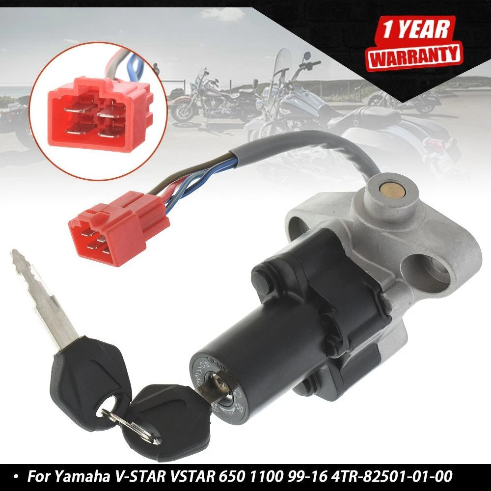 Ignition Switch & Keys for Yamaha V-STAR VSTAR 650 1100 (1999–2016) 4TR-82501-01-00