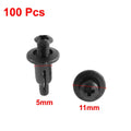 100 Pcs 11mm x 5mm Black Plastic Rivet Clips for Bumper Trim Panel