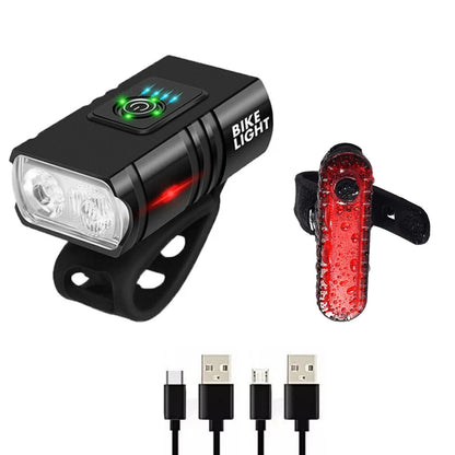 6 Mode LED Bicycle Light Set 1000LM USB Rechargeable for Night Riding
