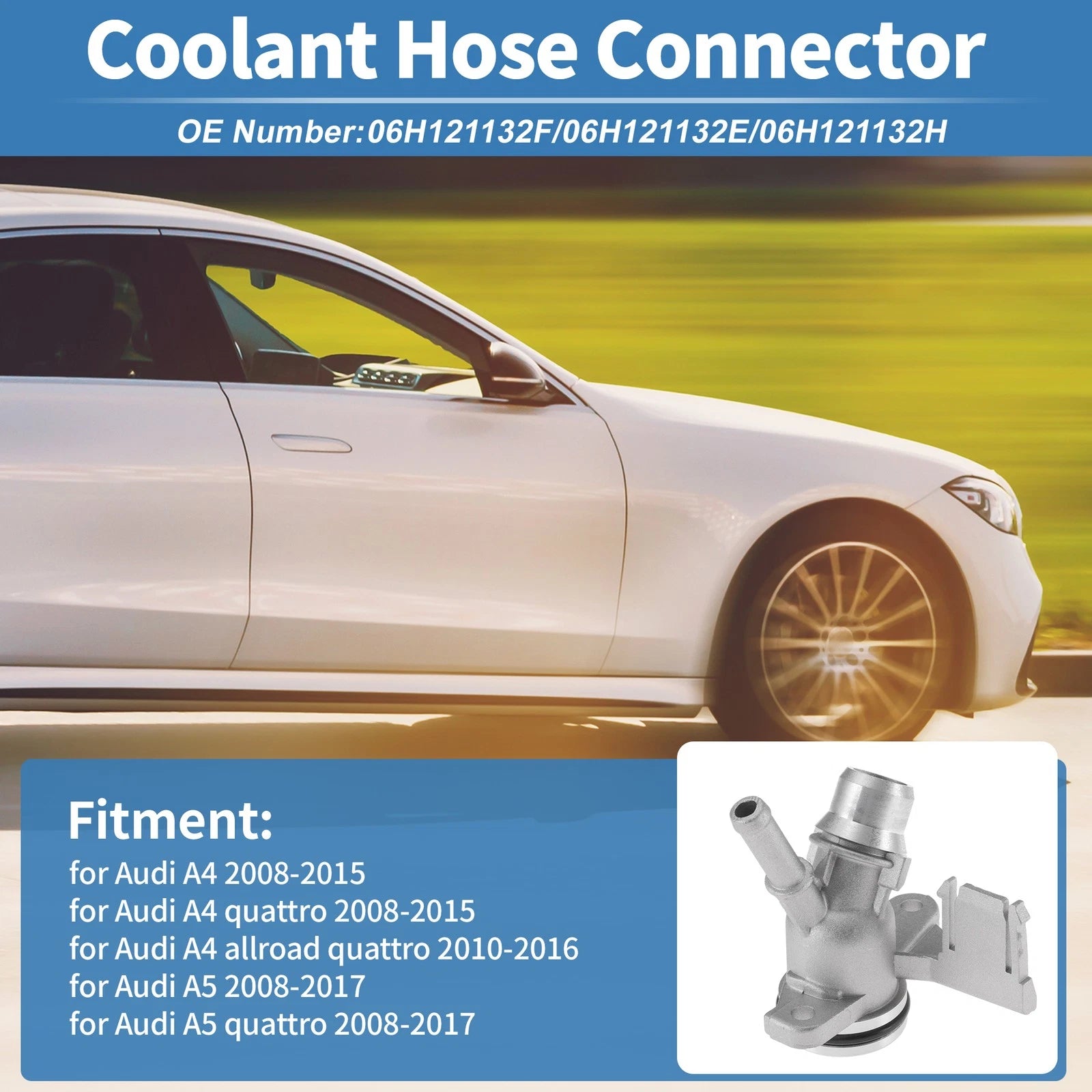 Engine Coolant Hose Connector OEM Replacement for Audi A4 (2008–2015)