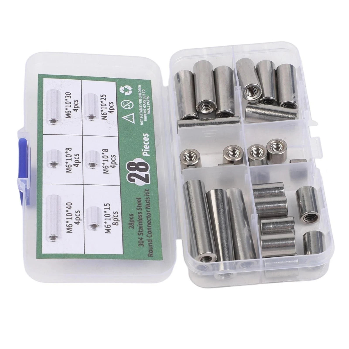 28 Pieces M6 Stainless Steel Connector Nuts Kit for Various Projects