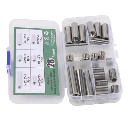 28 Pieces M6 Stainless Steel Connector Nuts Kit for Various Projects