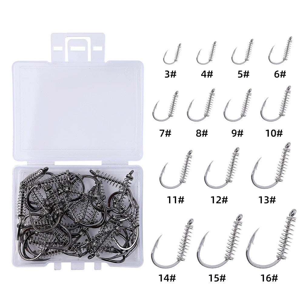 Spring-Action Carp Hook Size 5# to 16# for Secure Bait Retention