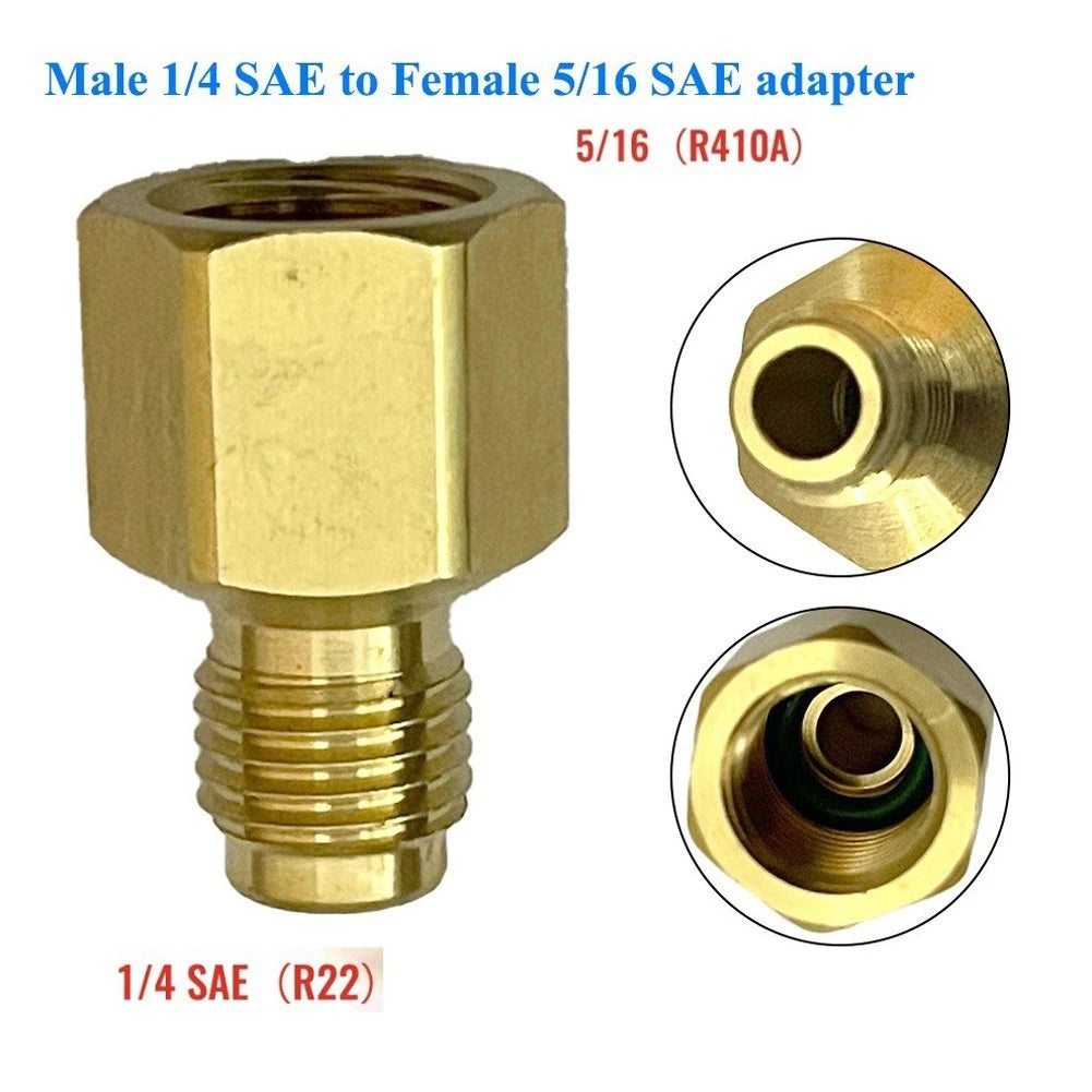 1/4 SAE to 5/16 SAE Quick Coupling Adapter for R410 Conditioner