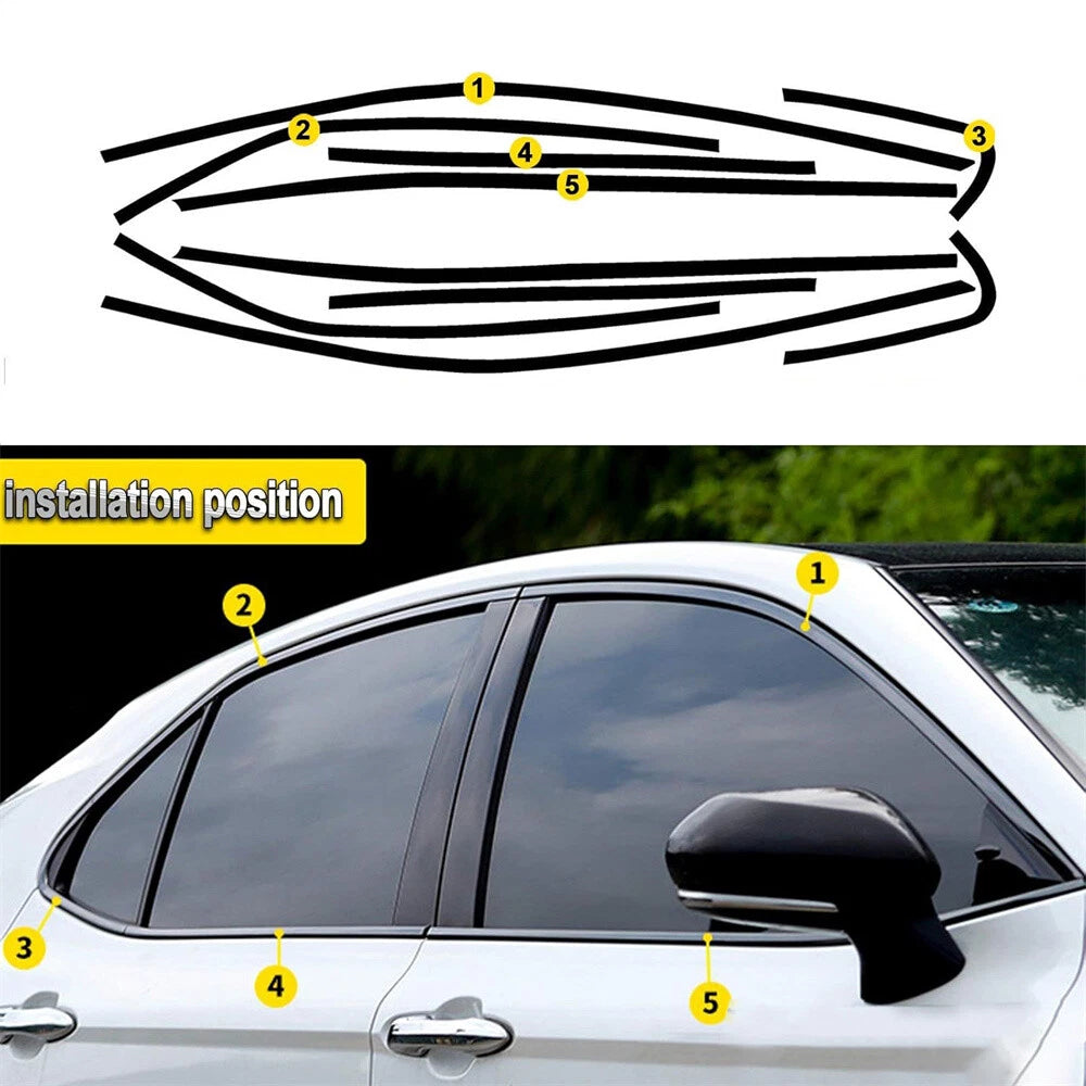 Chrome Delete Blackout Overlay Window Trims For Toyota Camry 2018-23 Gloss Black