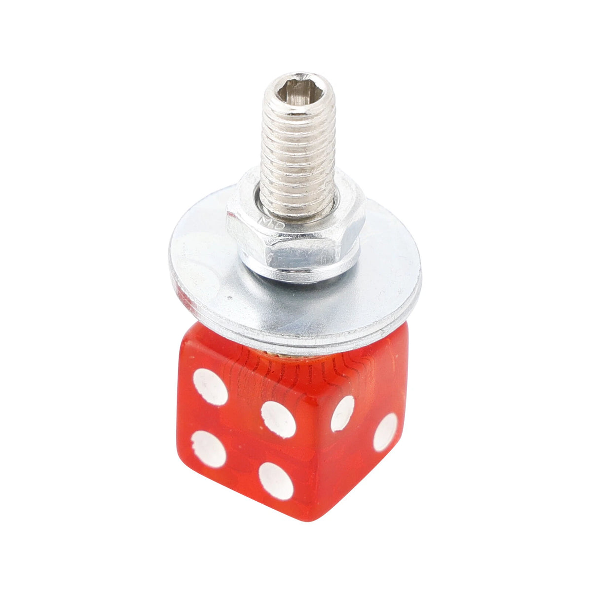 2X Red Dice License Plate Bolts for Motorcycle Bike