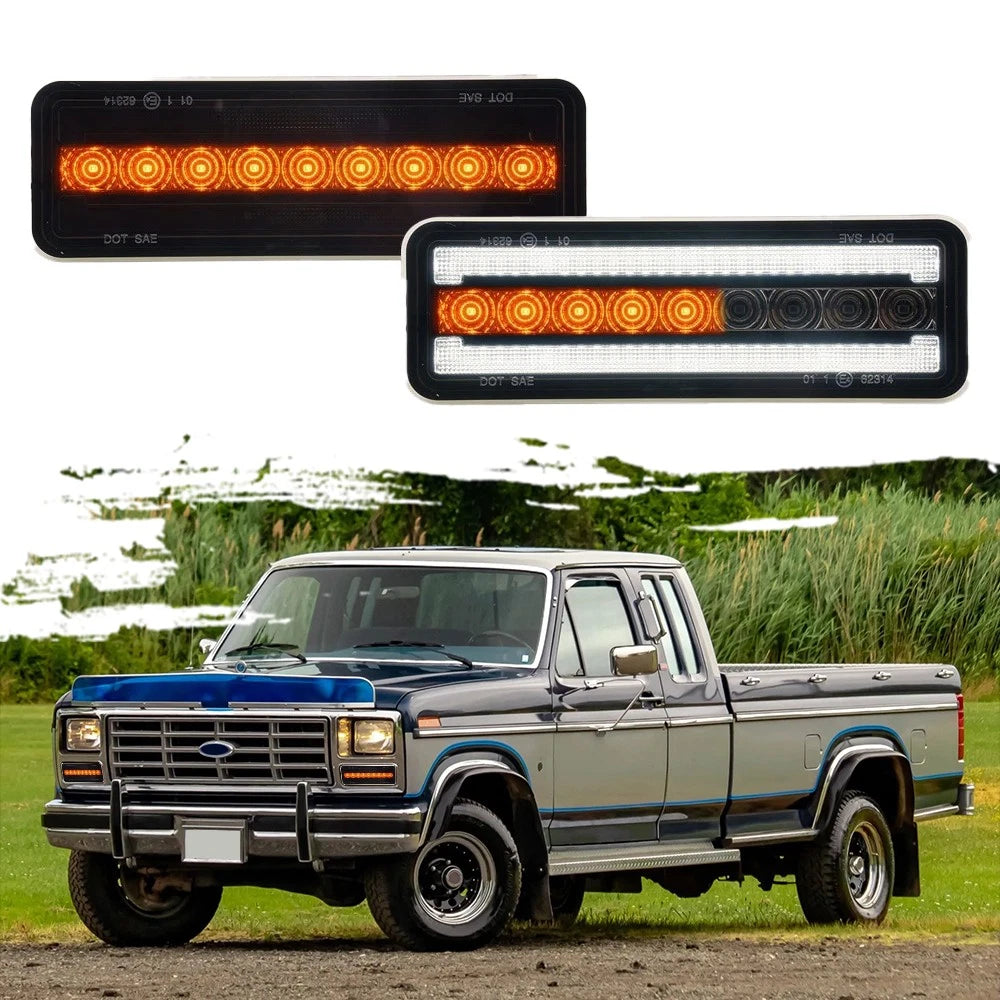 Switchback LED Smoked Front Parking Signal Light for Ford F100 F150 F250 F350 (1997–2003)