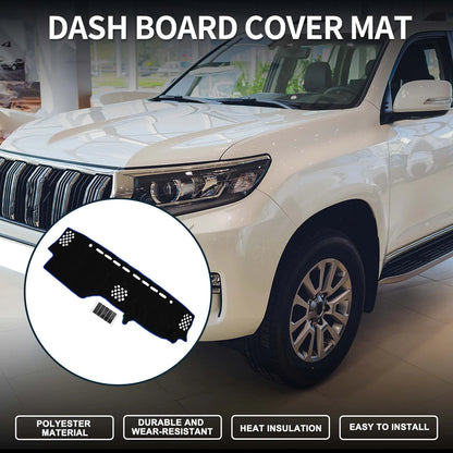 Dashboard Cover Mat for Toyota Prado (2017–2024) with Sticker, Black/Blue Set