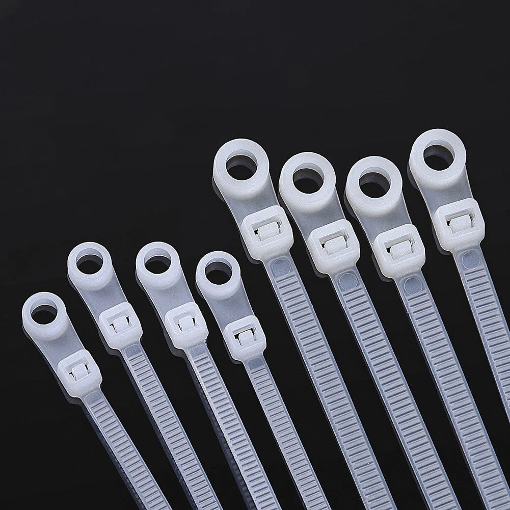 100PCS Nylon Cable Ties with Screw Hole Mount for Wire Bundle