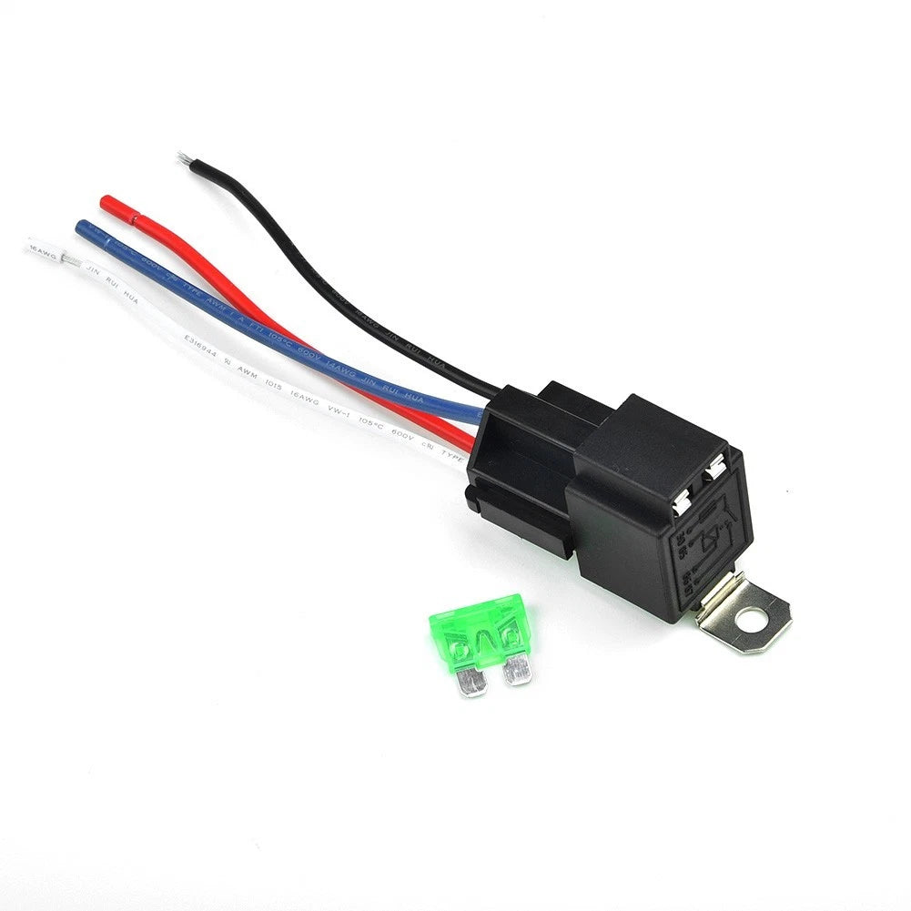 12V 4-Pin Relay with Socket Base & Wires, 30A SPST