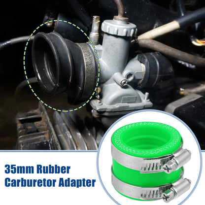 35mm ID Green Carburetor Adapter Inlet Intake Pipe Boot with Clamps for