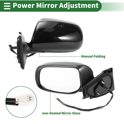 Left Side Door Mirror for Toyota Yaris Hatchback Manual Folding Gloss Black (2012–2020)