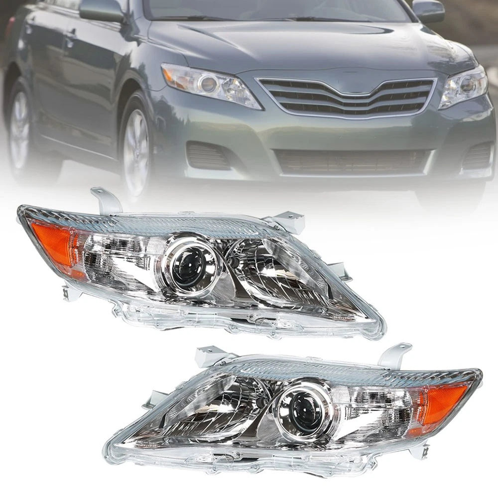 Headlight Assembly Set of 2 Chrome for Toyota Camry LE XLE (2010–2011)