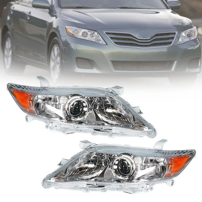 Headlight Assembly Set of 2 Chrome for Toyota Camry LE XLE (2010–2011)