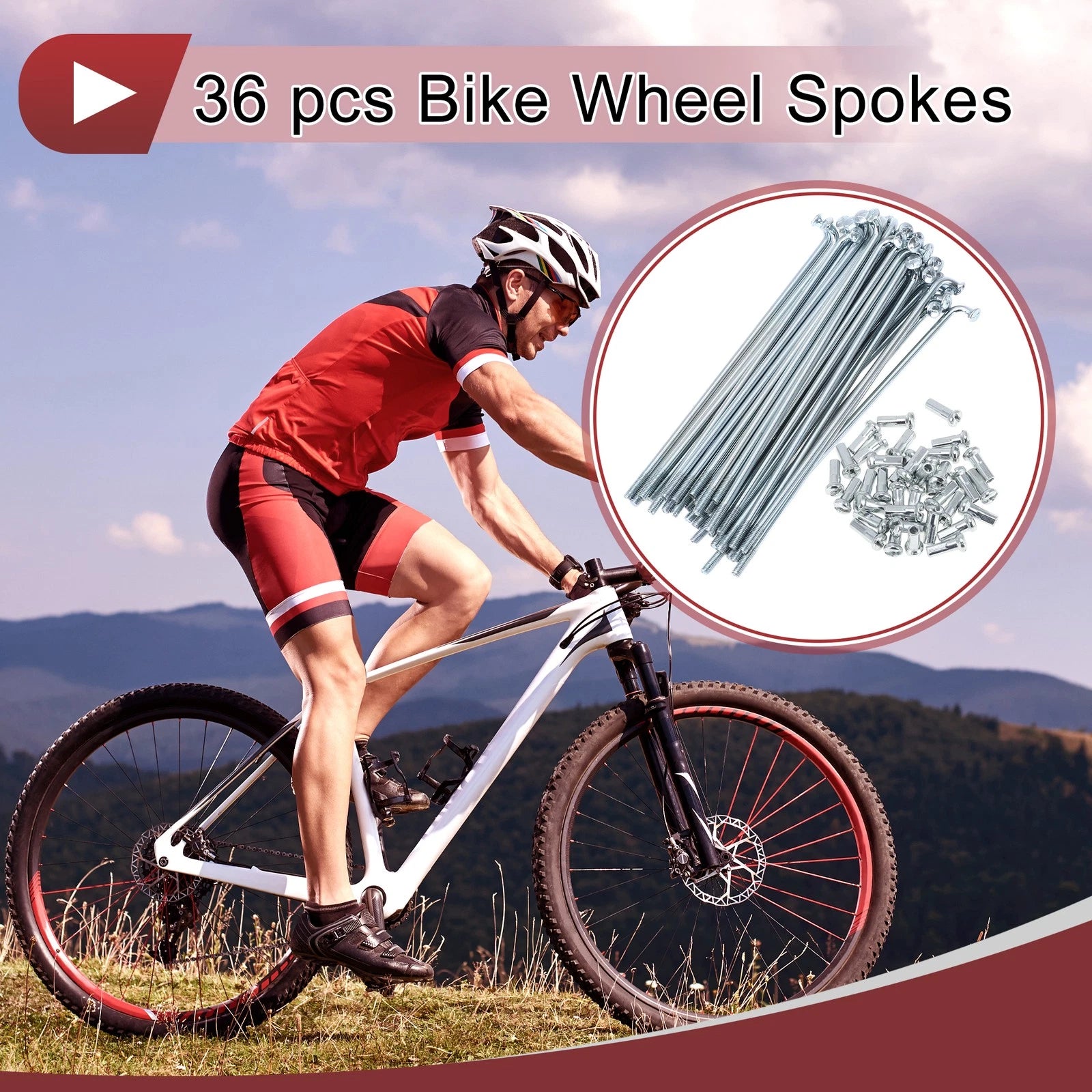 Bicycle Spokes Set 90mm Galvanized Steel for 13G Wheels (36 Pack)