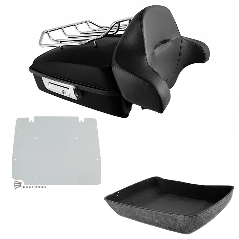 Matte Chopped Trunk Backrest Rack Plate for Harley Touring Road Glide (2014–2026)