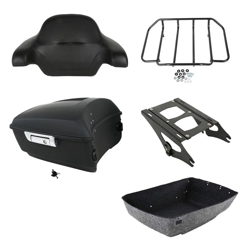 Matte Black Trunk Backrest Pad Rack for Harley Touring (2014–2026)
