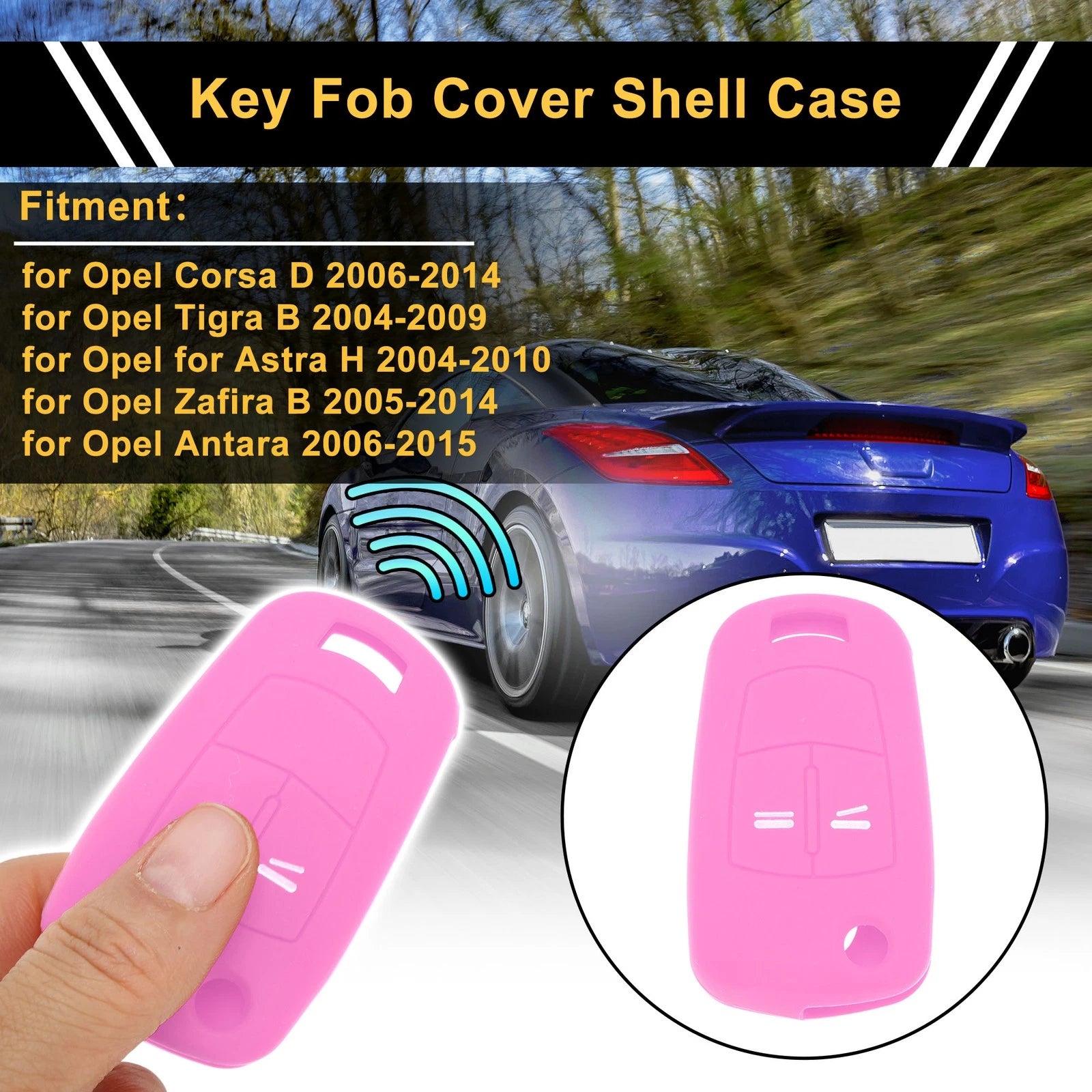 Pink Silicone Key Case for Opel Corsa D (2006–2014) - 2 Buttons