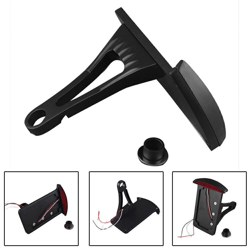 Side Mount Rear License Plate Frame with LED Tail Brake Light for Harley