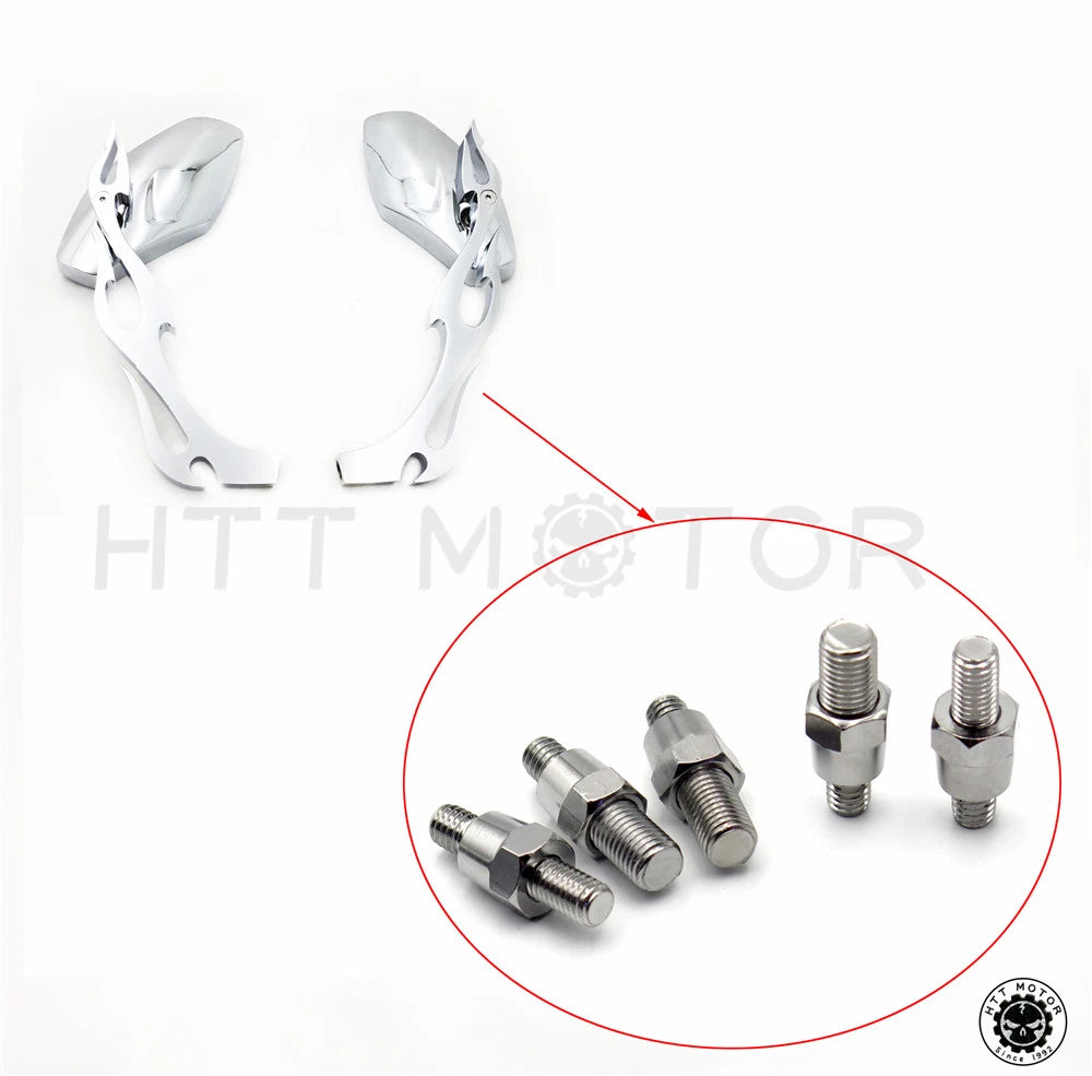 Rearview Side Mirrors for Motorcycle (8mm 10mm, Chrome, Counter/Clockwise)