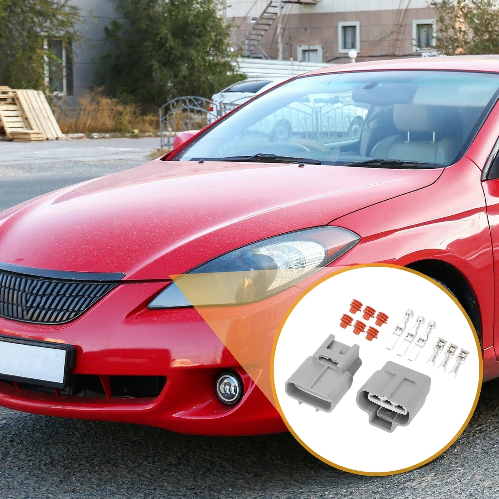 3 Pin Electronic Fan Control Connector Plug for Toyota (1 Set) Plastic Gray