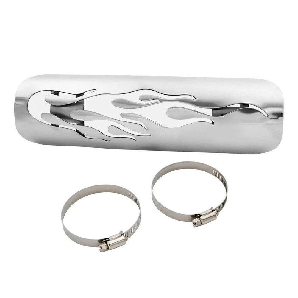 1x Motorcycle Chrome Exhaust Muffler Pipe Heat Shield Cover Heel Guard Universal