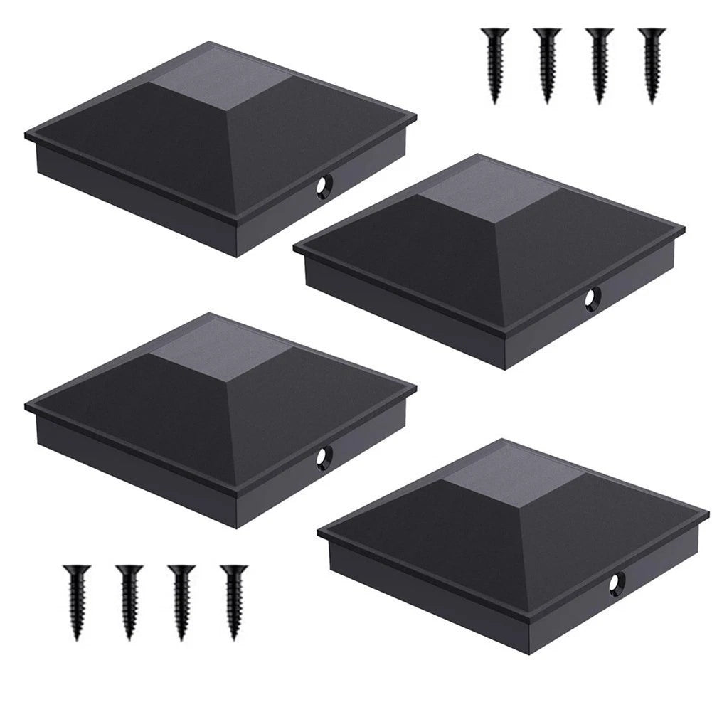 5 Inch Fence Post Covers for Garden Deck and Outdoor Posts (Black)