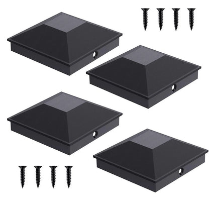 5 Inch Fence Post Covers for Garden Deck and Outdoor Posts (Black)